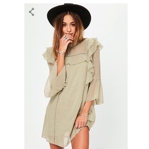 MISGUIDED Dobby Frill Shift Dress